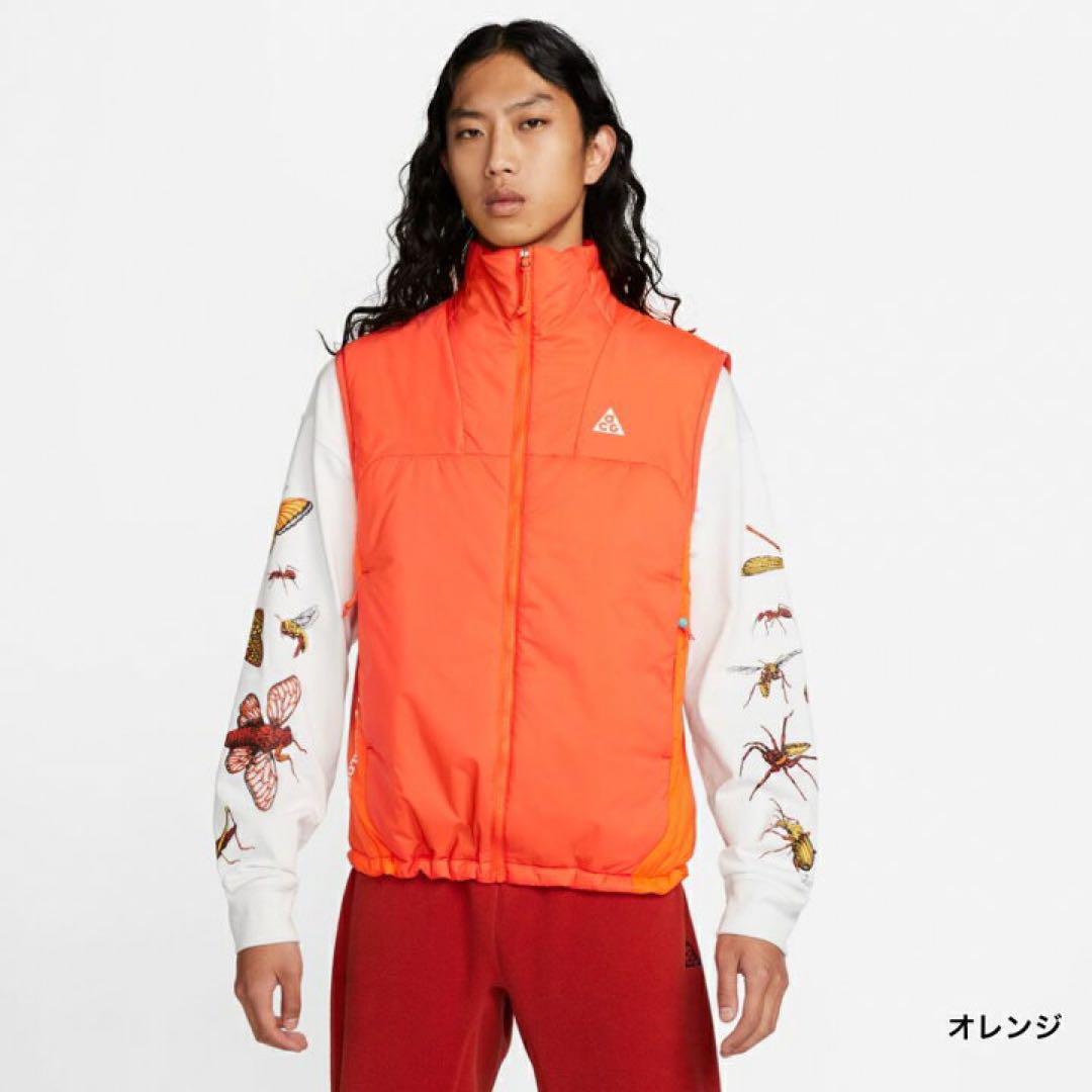 新品 XLsize ナイキ エージージー 中綿 ベスト 定価2.4万 オレンジ NIKE ACG トレイル ランニング ジョガー プリマロフト 撥水 カラビナ_画像8