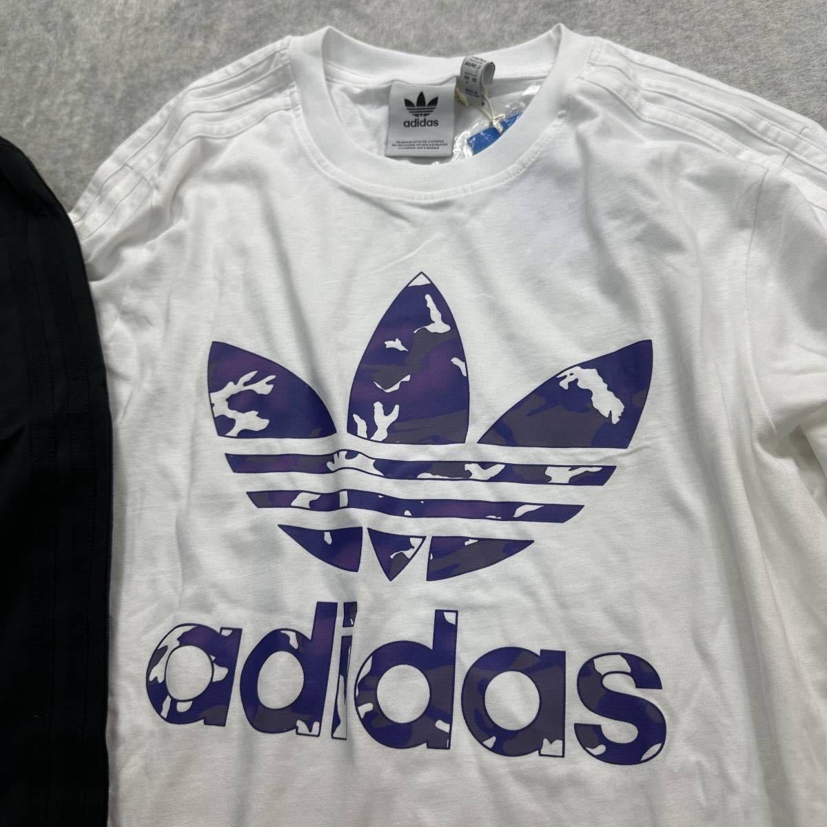 1 иен ~ новый товар не использовался adidas Originals M размер Adidas Originals футболка 2 шт. комплект long T длинный рукав камуфляж утка черный чёрный белый популярный Logo 