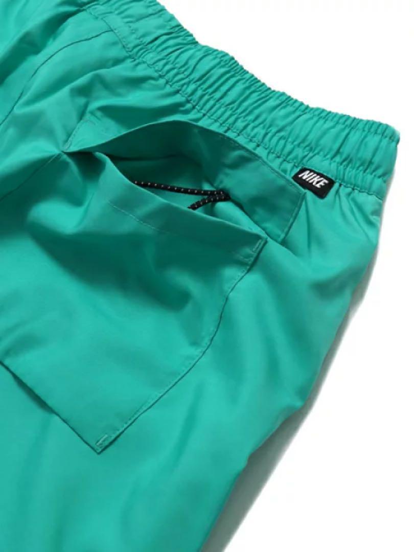 新品 Msize ナイキ ウーブン ショートパンツ ショーツ NIKE SHORT PANT 緑 アウトドア 水陸両用 スイム 水着 海パン 刺繍 白紐 裏メッシュ_画像9