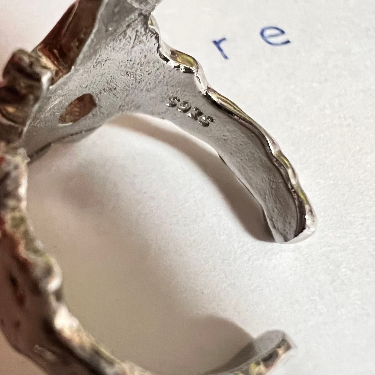 シルバーリング 925 銀 凸凹 溶岩 ラバストーン アシンメトリー 韓国 指輪