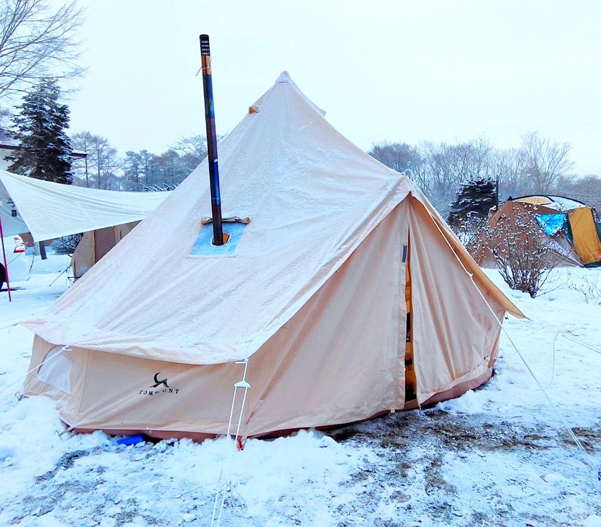 TOMOUNT ベルテント  4m  TC テント ポリコットン キャンプテント 4~6人用  四季 アウトドア 一回設営のみ