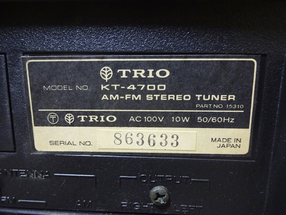 TRIO ／トリオ　FM・AMチューナー KT-4700 FM受信OK 　現状お渡し品にて　_画像7