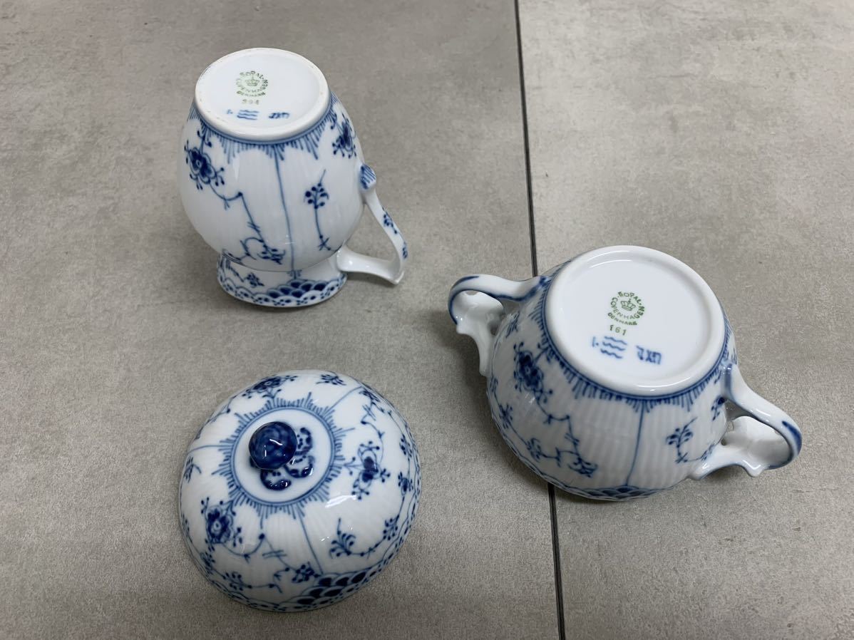 R2520304ロイヤルコペンハーゲン ROYAL COPENHAGEN クリーマー シュガーポット ブルーフルーテッド シュガー ミルクポット 食器_画像4