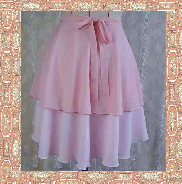 ◇◆巻きスカート　ダブルフレア　たっぷりフレア　ピンク＆ドットピンク　新品　◆◇_画像4