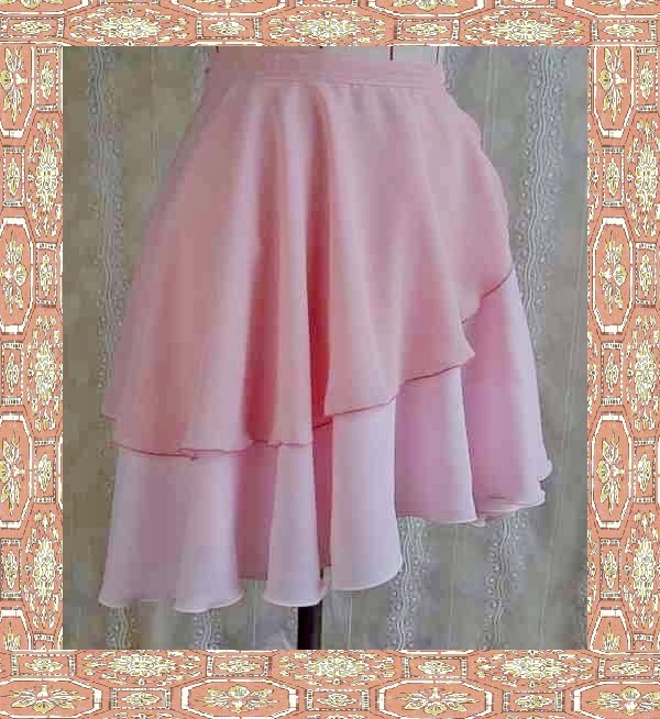 ◇◆巻きスカート　ダブルフレア　たっぷりフレア　ピンク＆ドットピンク　新品　◆◇_画像1