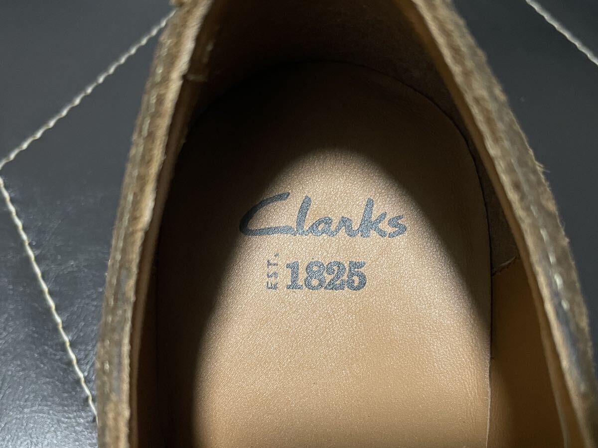 1度使用 Clarks クラークス UK8≒26cm レザーシューズ ビジネスシューズ ドレスシューズ ウイングチップ プレーントゥ ダークブラウン_画像8