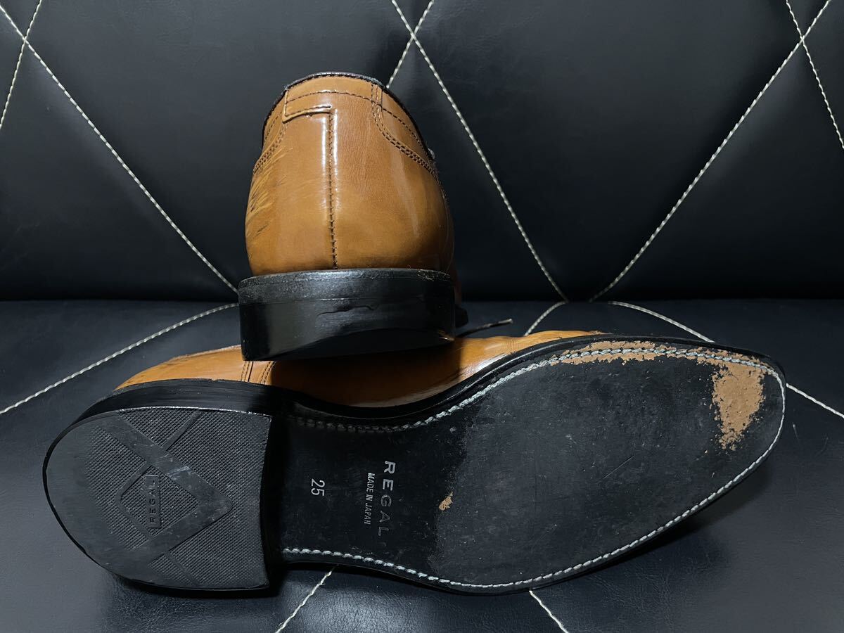 美品 REGAL リーガル A3D4734 11DR 25cm レザーシューズ ビジネスシューズ ストレートチップ ロングノーズ 革靴 本革 メンズ ブラウン系の画像6