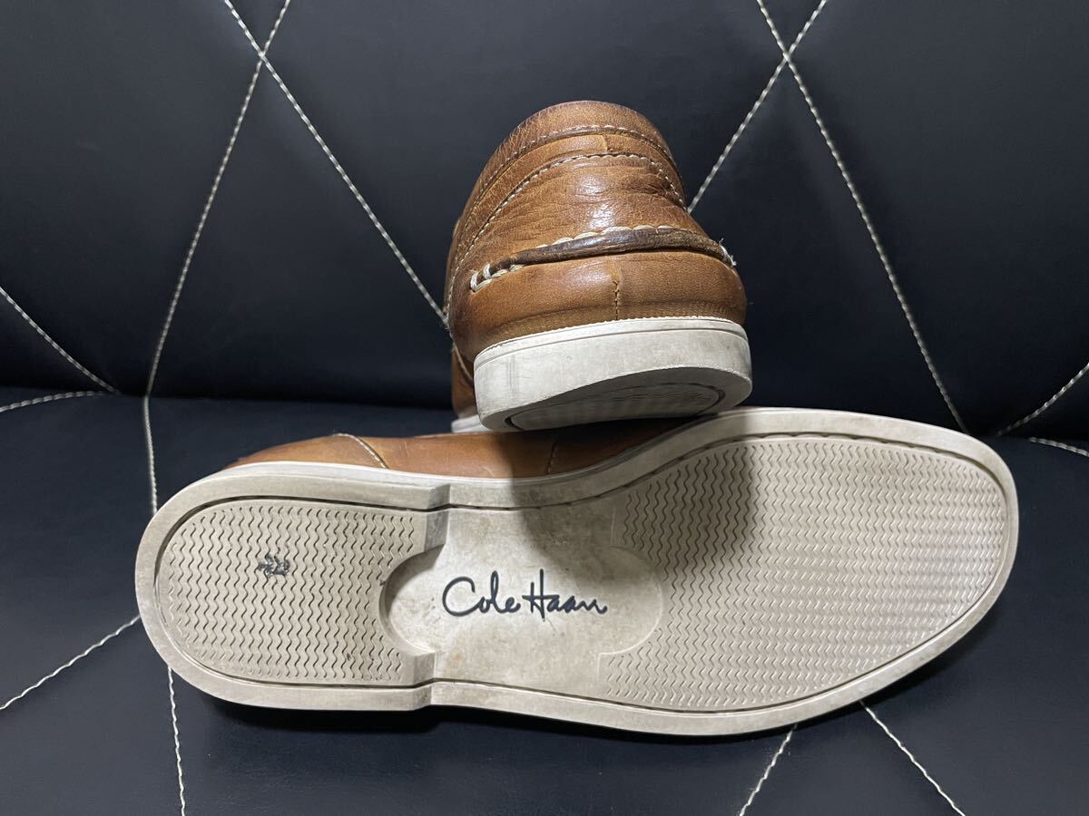 極美品 COLE HAAN コールハーン C07134 9W≒26.5cm レザーシューズ レザースニーカー ビジネスシューズ コインローファー ブラウン メンズ_画像6