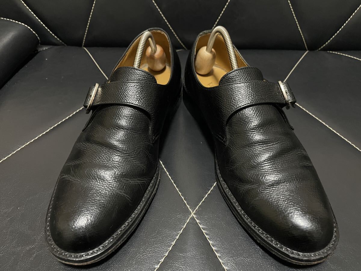極美品 REGAL リーガル 5C2646 25cm レザーシューズ 革靴 ビジネスシューズ プレーントゥ モンクストラップ ブラック メンズ 紳士の画像3