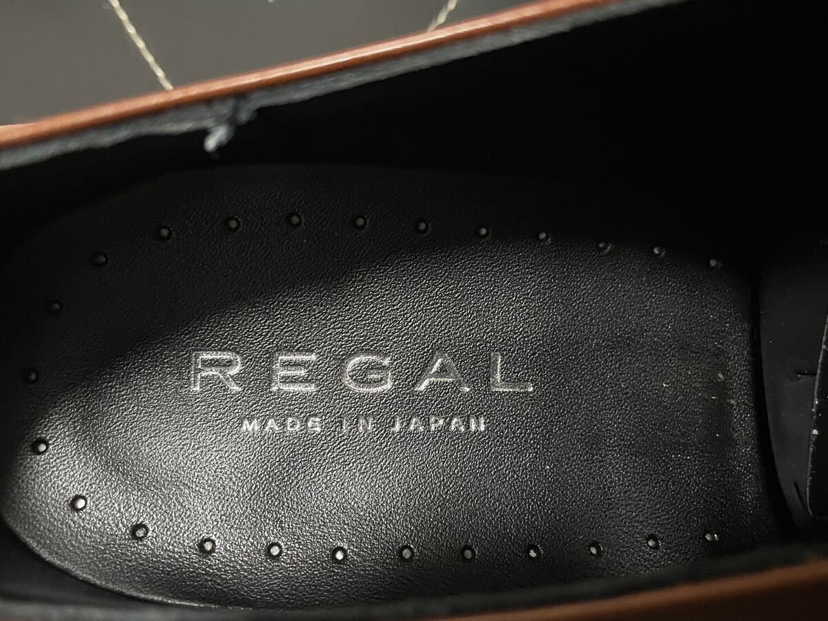 新品 未使用 REGAL リーガルK/916345 25cm レザーシューズ ビジネスシューズ ストレートチップ ブラウン メンズ 内羽根式 美シルエットの画像8