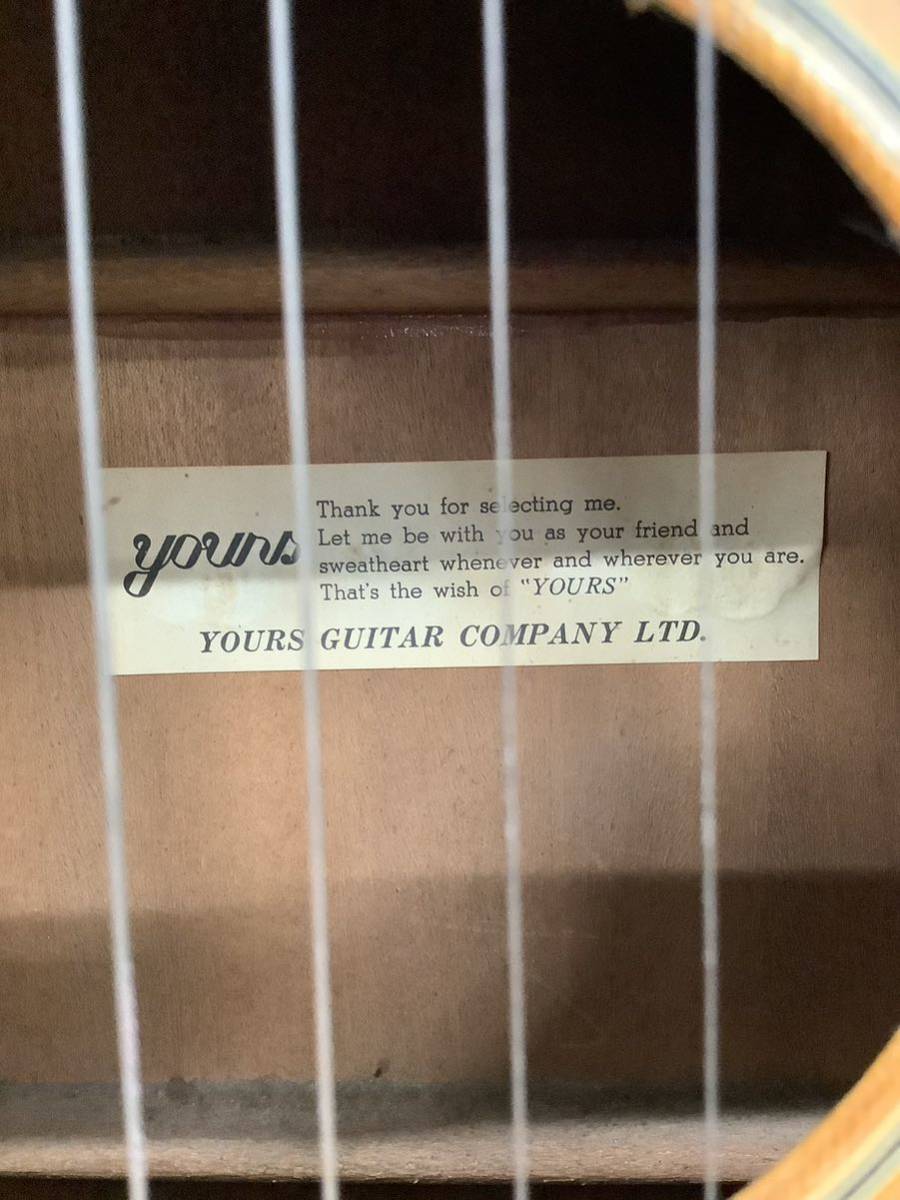 ＊【音出し確認済み】アコースティックギター YOURS GUITAR COMPANY LTD ユアーズギター 本体 ピック2枚付き アコギ 弦楽器 6弦 音楽 演奏_画像10