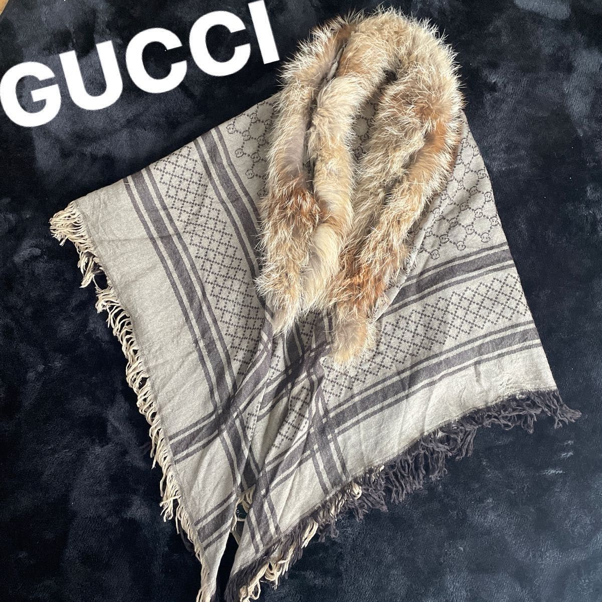 GUCCI グッチ ショール 大判ストール マフラー フォックスファー GUCCI グッチ ショール 大判ストール マフラー フォックスファー