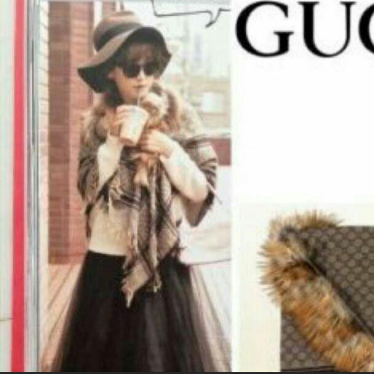 GUCCI グッチ ショール 大判ストール マフラー フォックスファー GUCCI グッチ ショール 大判ストール マフラー フォックスファー