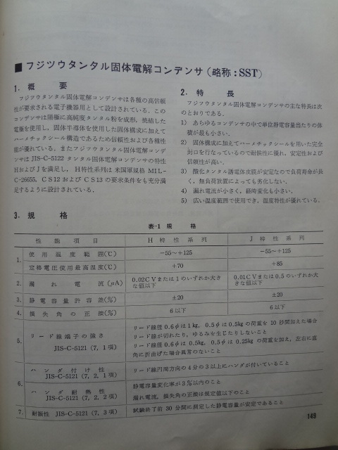 富士通製タンタルコン (47uF M　/ 16V)　5個セット_1.概要　2.特徴　3.規格　について