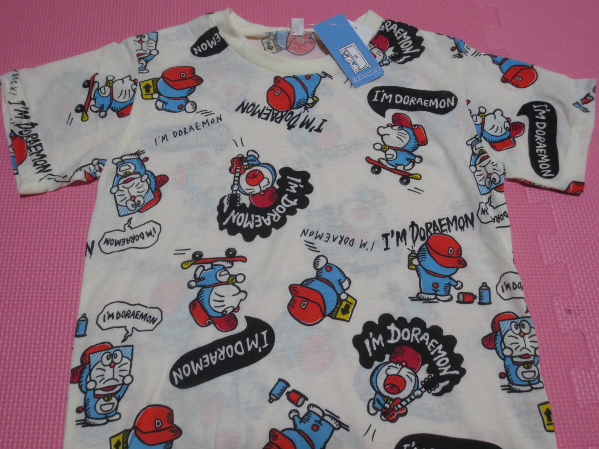 新品 140 ドラえもん 半袖Tシャツ 総柄 スケボー ロック グラフィティアート マスク 宅配便 小学生 男の子 女の子 夏物 130cm〜 送料無料の画像1