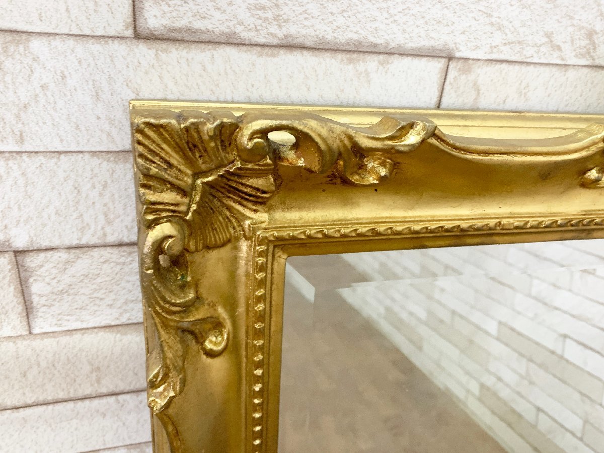 クインシーズ ミラー 鏡 ゴールド ロココ調 木製 壁掛け イタリア製 彫刻 姿見 ウォールミラー 家具 インテリア アンティーク