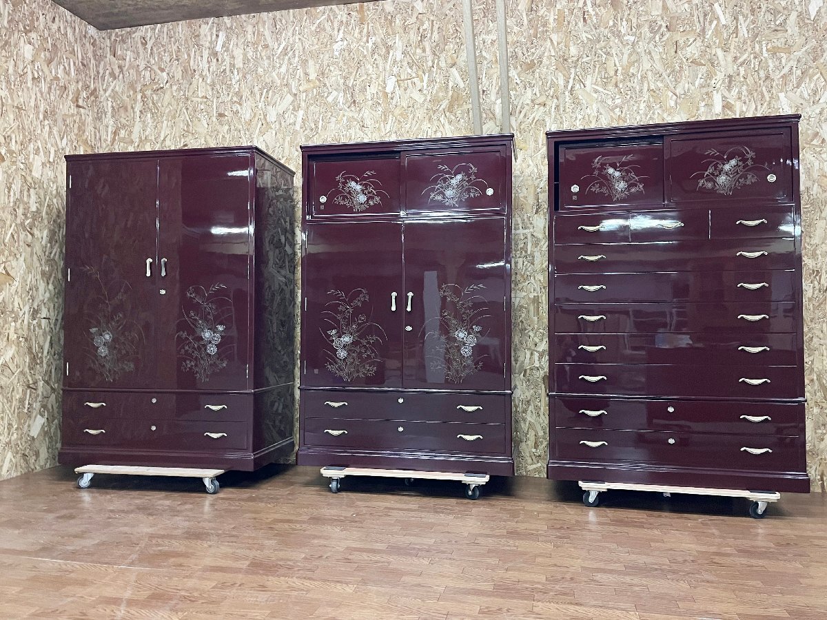  author thing . coating chest of drawers 3 point set Western-style clothes chest of drawers peace chest of drawers kimono costume chest storage adjustment chest of drawers . chest of drawers tradition handicraft inspection : pine . prefecture middle furniture (.378)