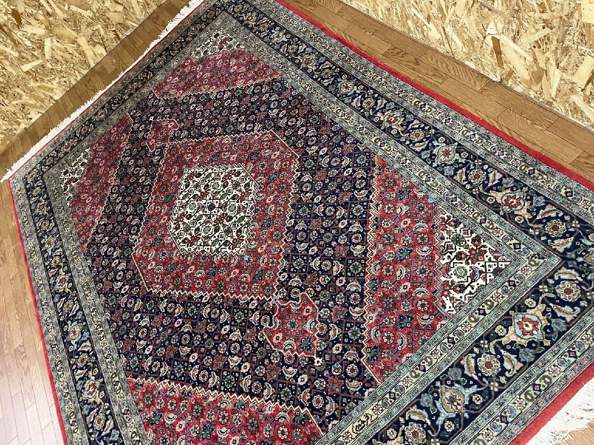 最高級 ペルシャ絨毯 手織り カーペット ラグ 281.5×198cm 約3.5畳相当 ウール シルク (貝377)_画像6