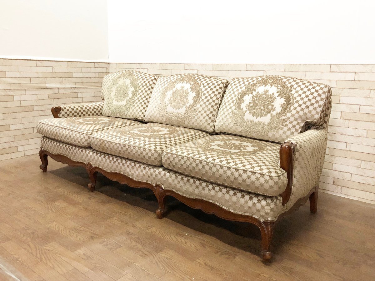 希少 DREXEL HERITAGE ドレクセルヘリテイジ 3人掛けソファ ラウンジソファ トリプル 椅子 Upholstery エレガント 定価約100万(貝379)