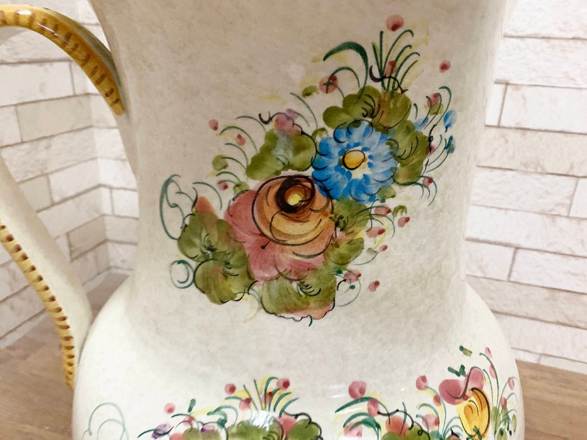 イタリア 陶器 アンティーク ヴィンテージ フラワーベース 大型ピッチャー 花瓶 花器 昭和レトロ 高さ51.5㎝_画像5