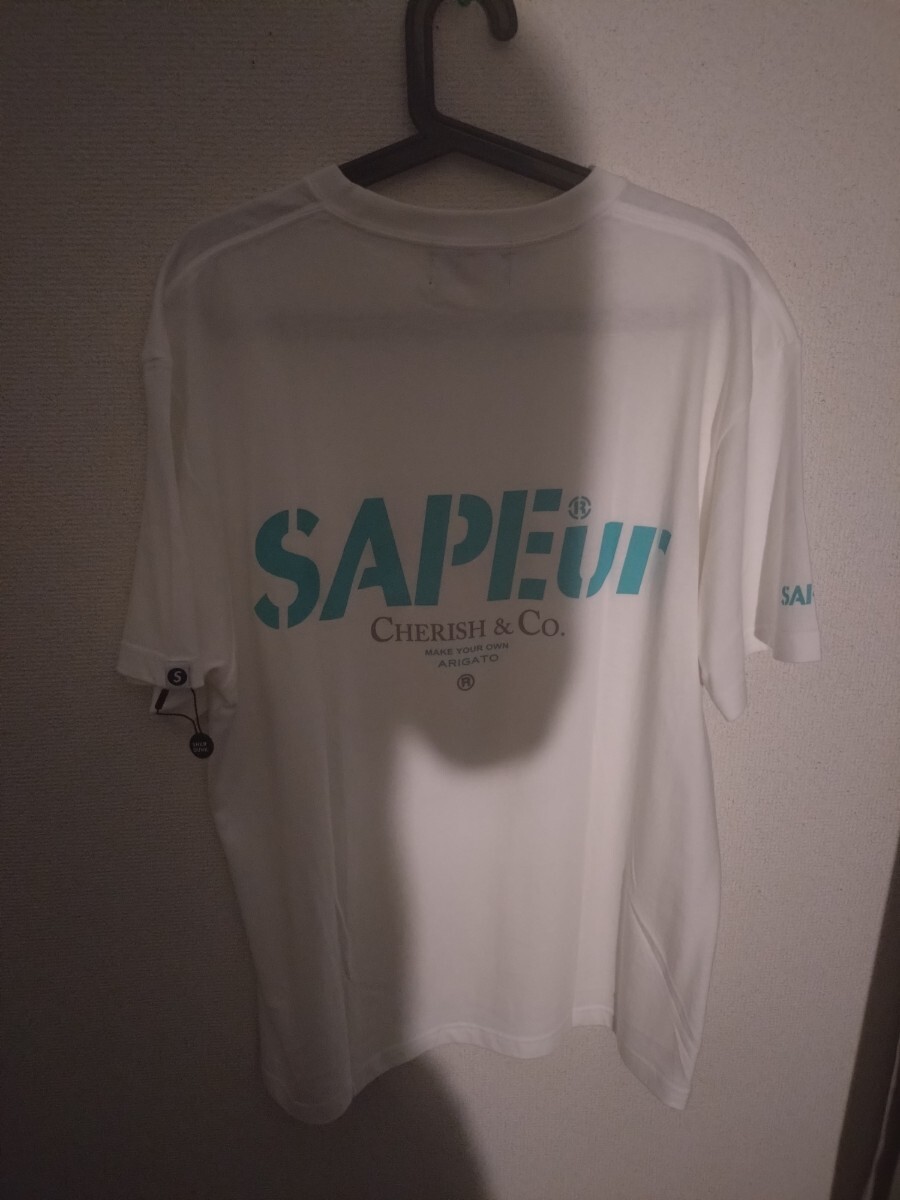 新品 SAPEur CHERISH ＆ CO S/S TEE Black ホワイト 黒 サプール Tシャツ サイズ L 希少 タグ付の画像3