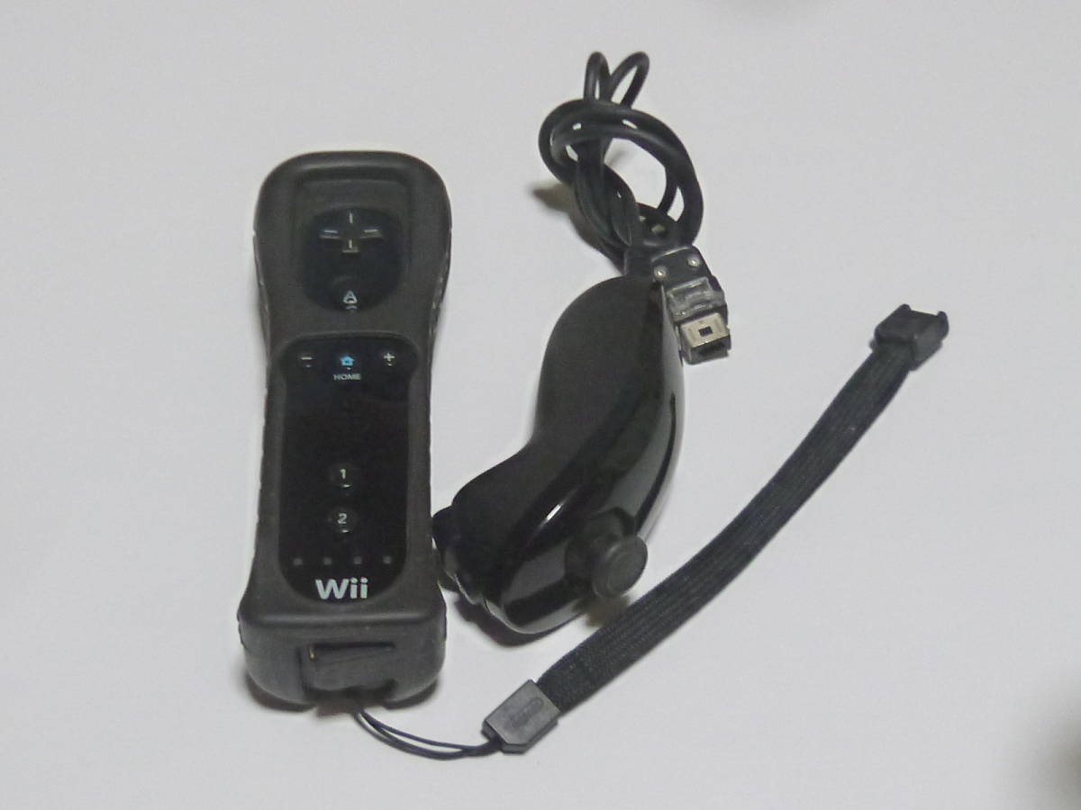 RSJN095【送料無料 即日発送 動作確認済】Wii リモコン 任天堂 純正 RVL-003 ブラック ストラップ ヌンチャク 黒 コントローラー