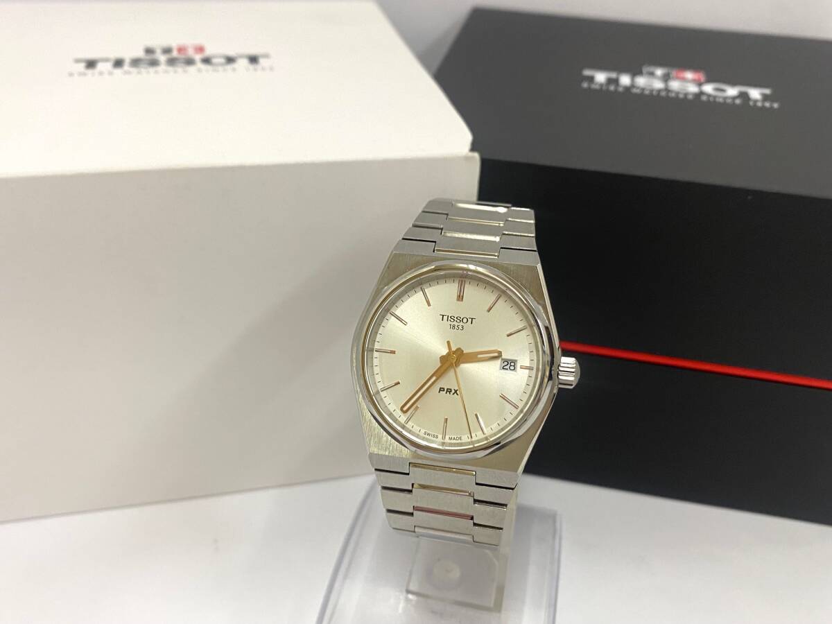 TISSOT ティソ PRX ピーアールエックス シルバー文字盤 クォーツ メンズ 腕時計 T137210 美品 稼働 箱 余りコマ付きの画像2