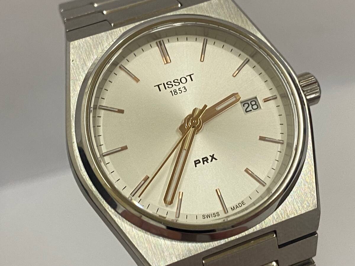 TISSOT ティソ PRX ピーアールエックス シルバー文字盤 クォーツ メンズ 腕時計 T137210 美品 稼働 箱 余りコマ付きの画像3