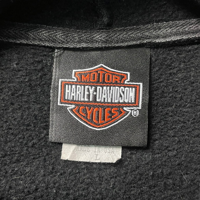 00年代 USA製 Harley-Davidson ハーレーダビッドソン プリントスウェットパーカー レディースM相当 メンズ_画像6