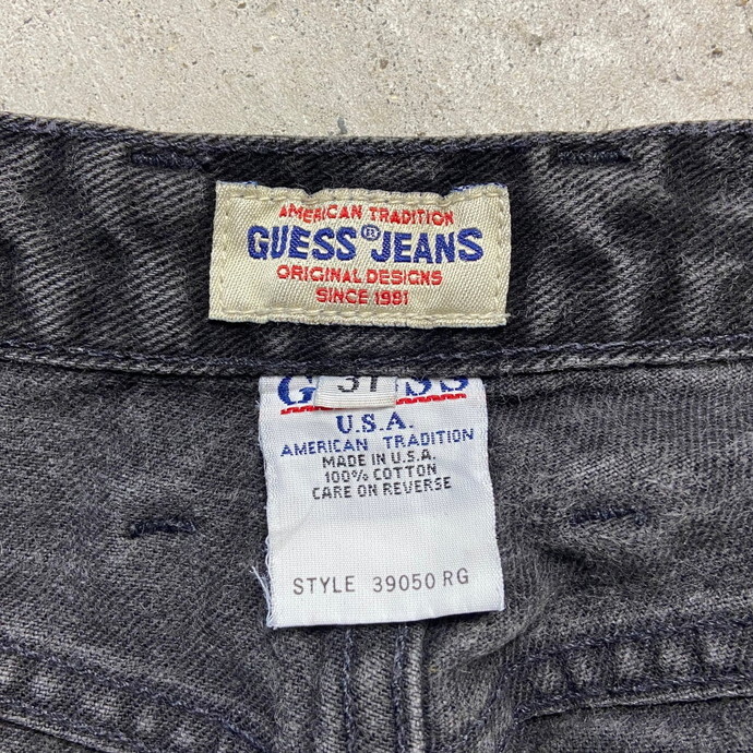 90年代 USA製 GUESS JEANS ゲスジーンズ ブラックデニムパンツ メンズW31_画像5