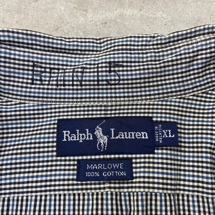 90年代 Ralph Lauren ラルフローレン ギンガムシャツ MARLOWE メンズ2XL相当_画像4