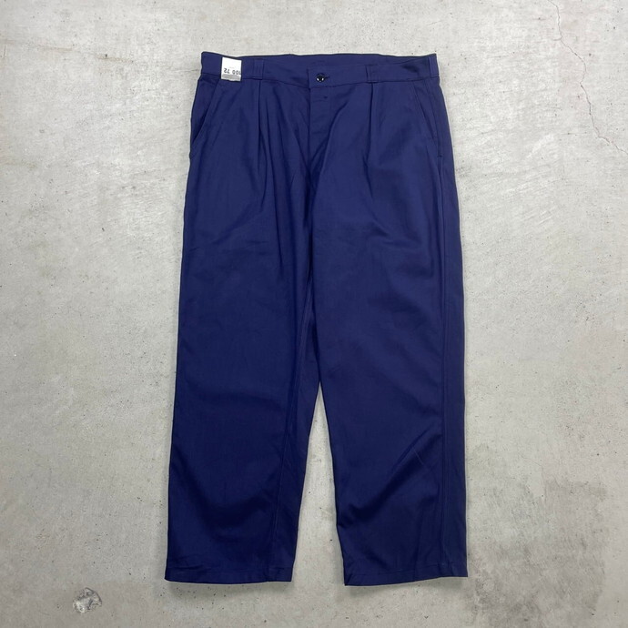 DEADSTOCK NOS UNKNOWN ユーロワーク 2タック コットンツイル ワークパンツ メンズW39相当_画像1