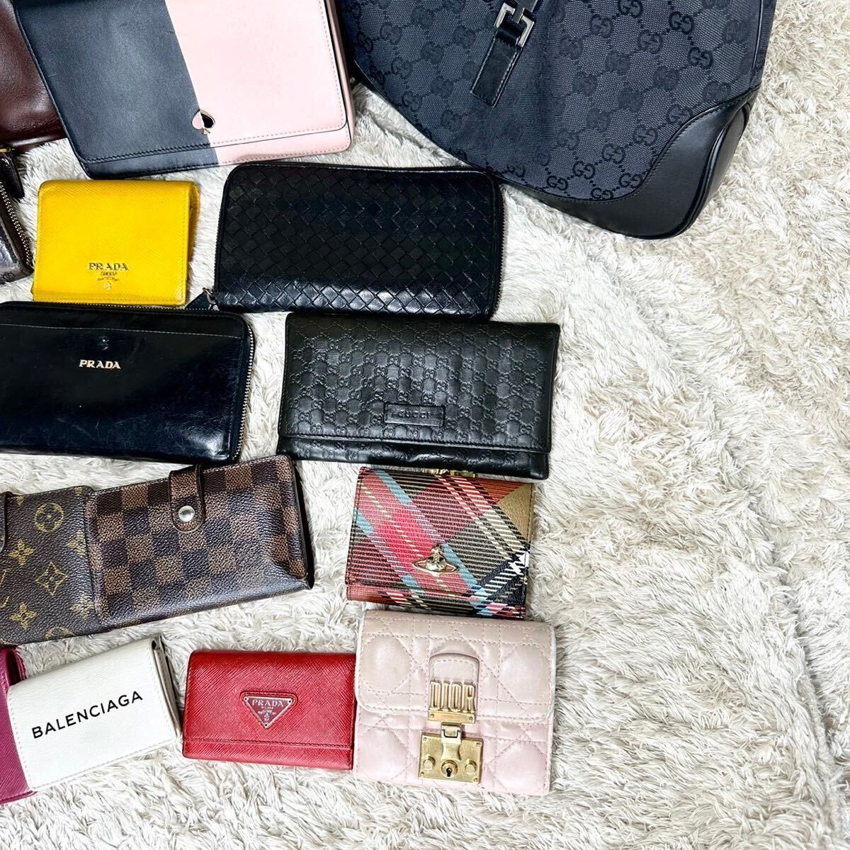 まとめ17点 LOUIS VUITTON ルイヴィトン/GUCCI グッチ/BOTTEGA VENETA ボッテガ/PRADA プラダ/BALENCIAGA バレンシアガ 財布 バッグ セットの画像5