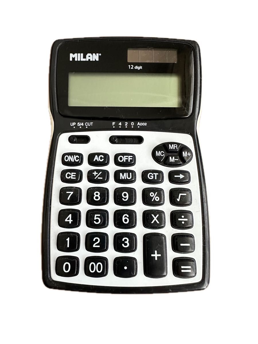 MILAN  電卓　12桁　 ソーラー、電池両用　デュアルパワー　お洒落なミニ電卓