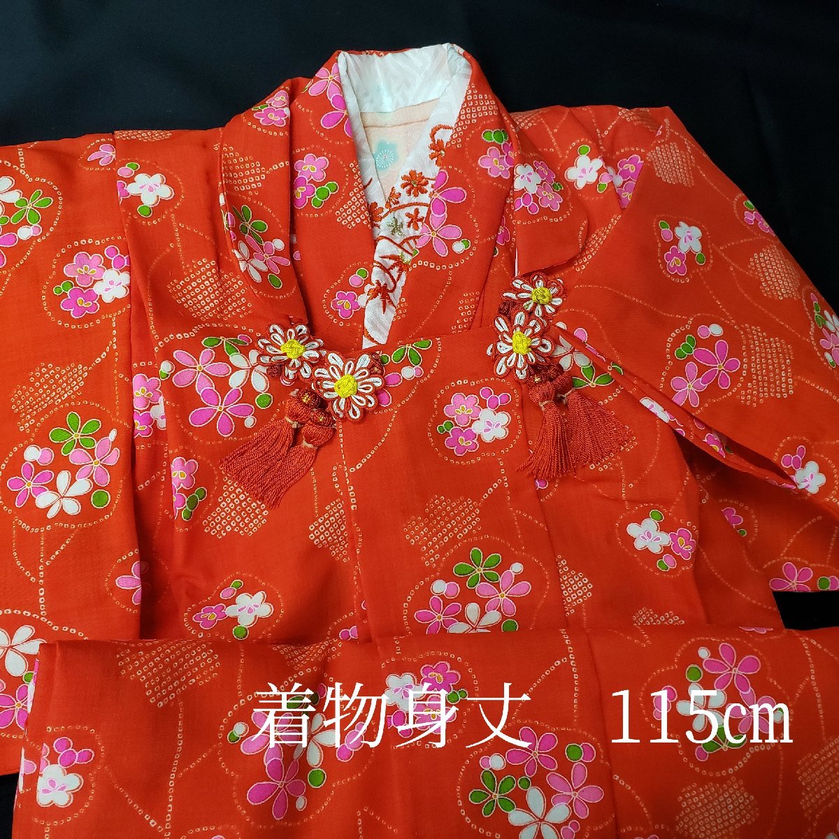  женщина . кимоно кимоно японский костюм "Семь, пять, три" длина 115cm. ткань пальто длинное нижнее кимоно вышивка есть Новый год праздник надеты ежегодные мероприятия девочка костюм [120n262]