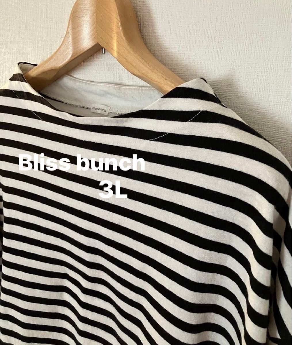 Bliss bunch ブリスバンチ　ボーダーT サイズ3L カットソー　七分袖　自転車刺繍