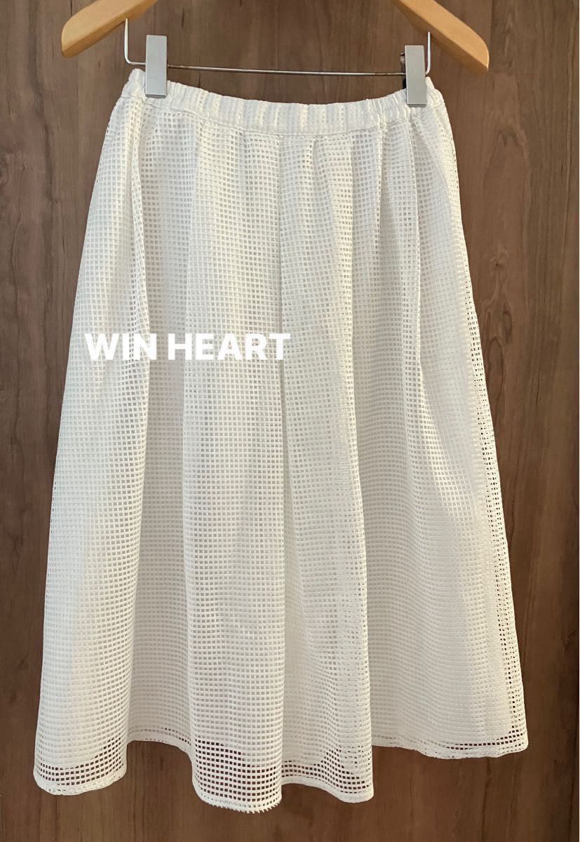 WIN HEART スカート　サイズF ウエストゴムで楽ちん　裏地付き　上品　 フレアスカート イージー ギャザースカート
