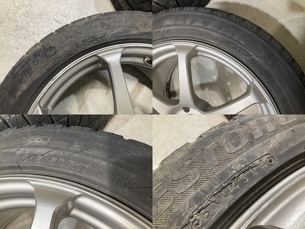 YOKOHAMA Model T7 17インチ 7.5J +50 PCD100 5H 215/50R17 4本 P1.25専用ナット付 レガシィ インプレッサ 86 BRZ 等 (B1653)_画像9