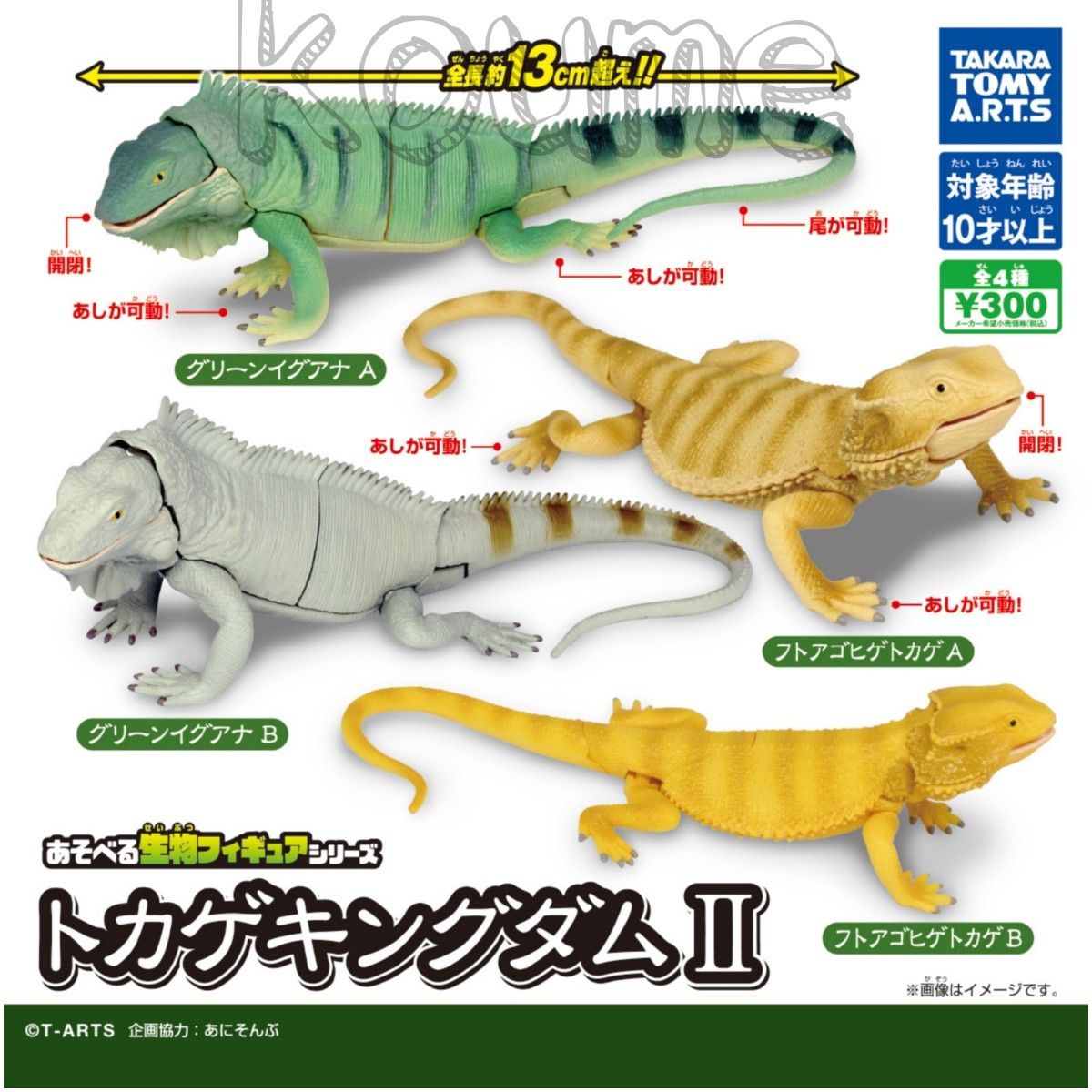 あそべる生物フィギュアシリーズ トカゲキングダムII トカゲキングダム2 ガチャ フトアゴヒゲトカゲA B フィギュア