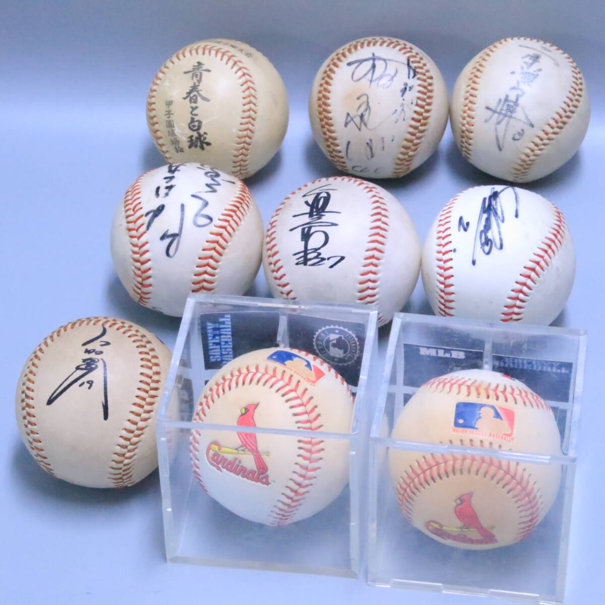 あ//A7194 Cardinals MLB 野球ボール(ケース入り)2個/野球 日本選手 サイン入り野球ボール6個/その他1個  合計9個の画像1