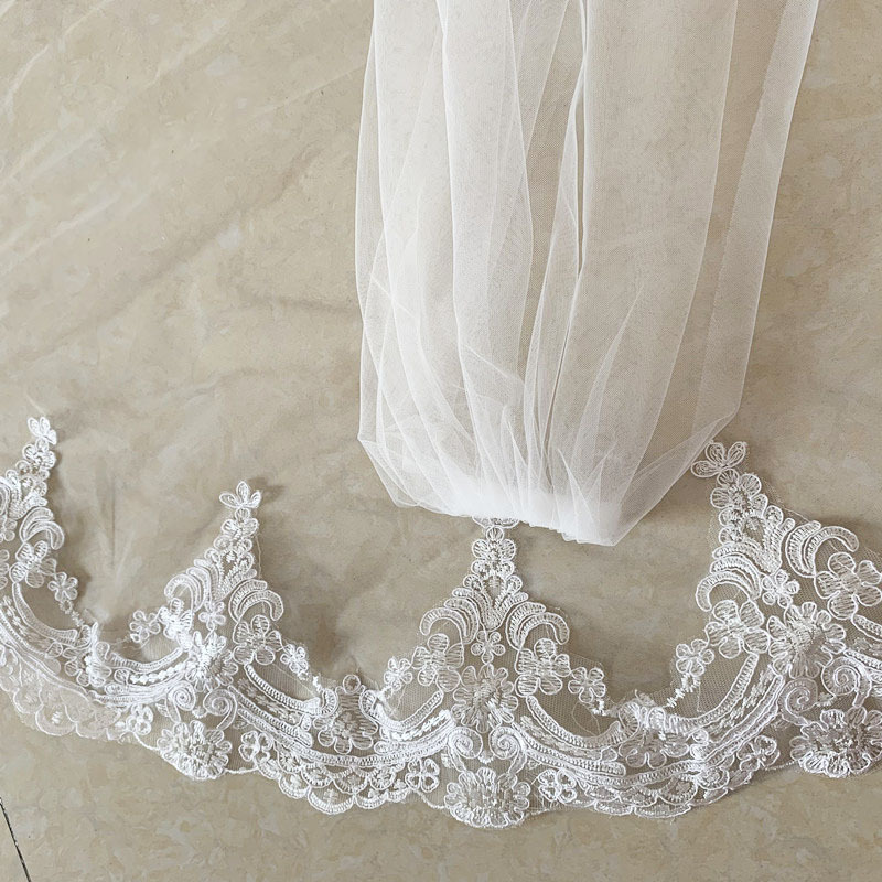  wedding veil long veil 3m embroidery lace bra Ida ru wedding bride comb attaching white wedding photo u Eddie ng