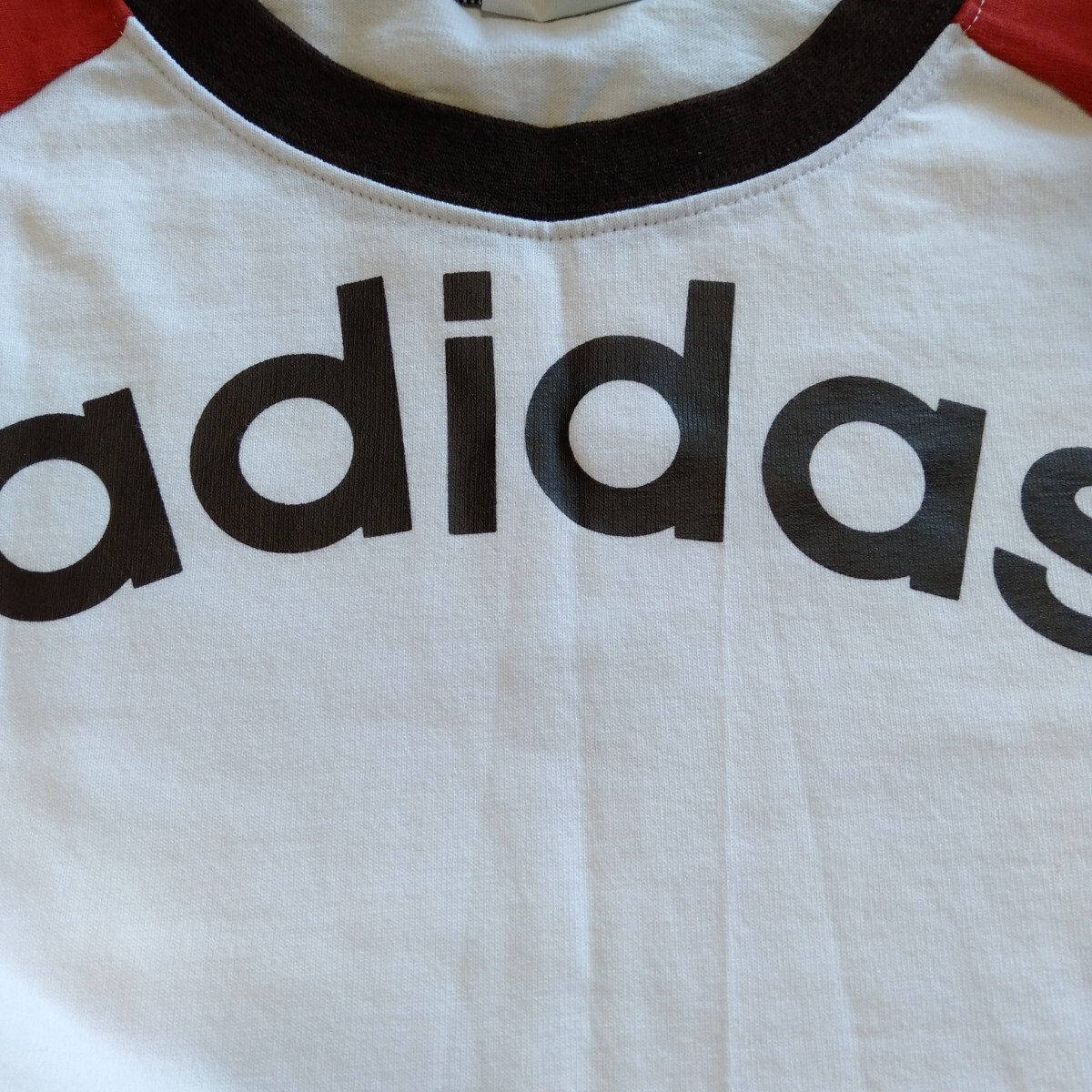 mu237 Adidas размер S хлопок длинный рукав la gran футболка Adidas белый × красный локти .. европейская одежда 