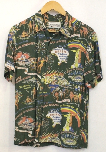 【中古】 WACKO MARIA メンズアロハシャツ L WACKO MARIA/14SS/BRASIL ALOHA SHIRT/L/緑 グリーン/総柄の画像1