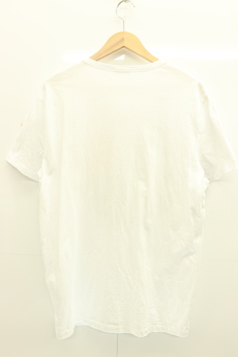 【中古】MONCLER メンズTシャツ L MAGLIA T-SHIRT MONCLER L 白 ホワイト 青 ブルー 赤 レッド 刺繍_画像2