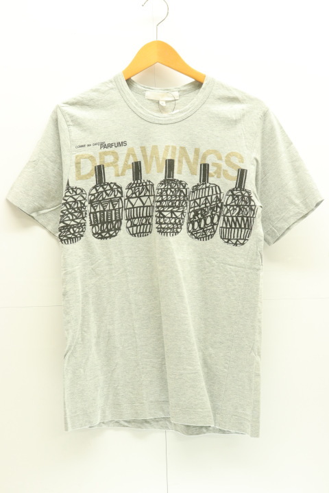【中古】COMME des GARCONS レディースTシャツ M Tシャツ COMME des GARCONS PARFUMS M ライトグレー プリント_画像1