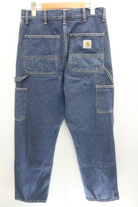 【中古】Carhartt メンズデニムパンツ W30×L32 WIP DOUBLE KNEE PANT Carhartt W30×L32 インディゴブルー 藍 ロゴ_画像2