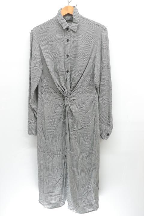 【中古】ZARA シャツワンピース XS ザラ シャツワンピース XS グレー 灰 チェック レディース_画像1