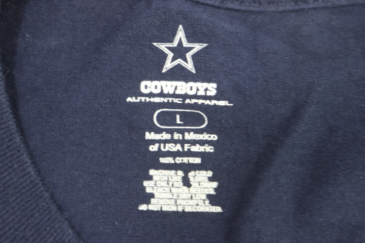 【中古】NFL COWBOYS ROMO メンズTシャツ L NFL COWBOYS ROMO Tシャツ - L 紺 ネイビー プリント_画像3