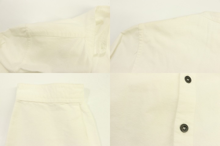 【中古】outil 長袖シャツ 0 ノーカラーシャツ outil 0 白 ホワイト 無地 シミあり_画像5