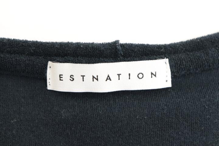 【中古】ESTNATION パイル地Tシャツエストネーション 半袖Tシャツ S 黒 ブラック 無地 メンズ_画像3